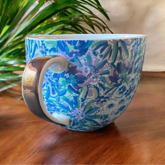 Lilly Pulitzer Blue Floral Ceramic Mug - Oversized xx, Lilly Cup - Picture 3 of 11